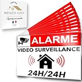 Lot de 10 Autocollants Qualité professionnelle -Alarme Vidéo Surveillance- pour Maison résidence Commerce Garage. Stickers dissuasifs anti cambriolage
