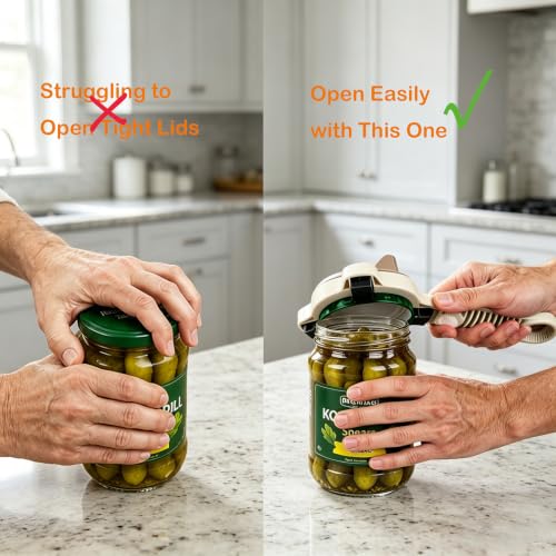 ULIECHIL 4-in-1 Adjustable Jar & Bottle Opener for Seniors & Weak Hands