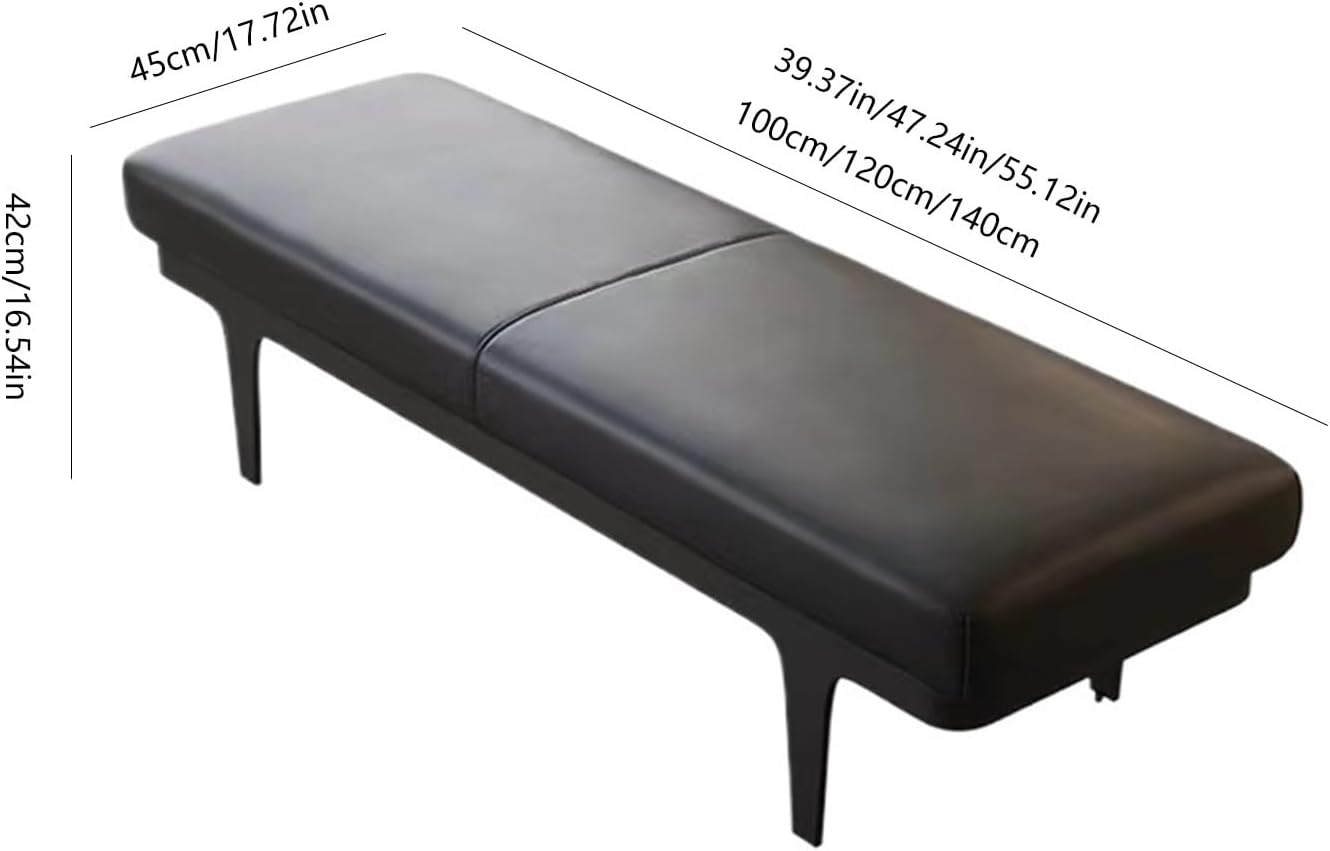 End of Bed Bench PU Leather Upholstered Bedroom Bench, Padded Entryway Bench, End of Bed Bench with Metal Legs, for Decorative, Living Room, Dining Room Indoor Bench for Living Room/Bedroom/End of Bed