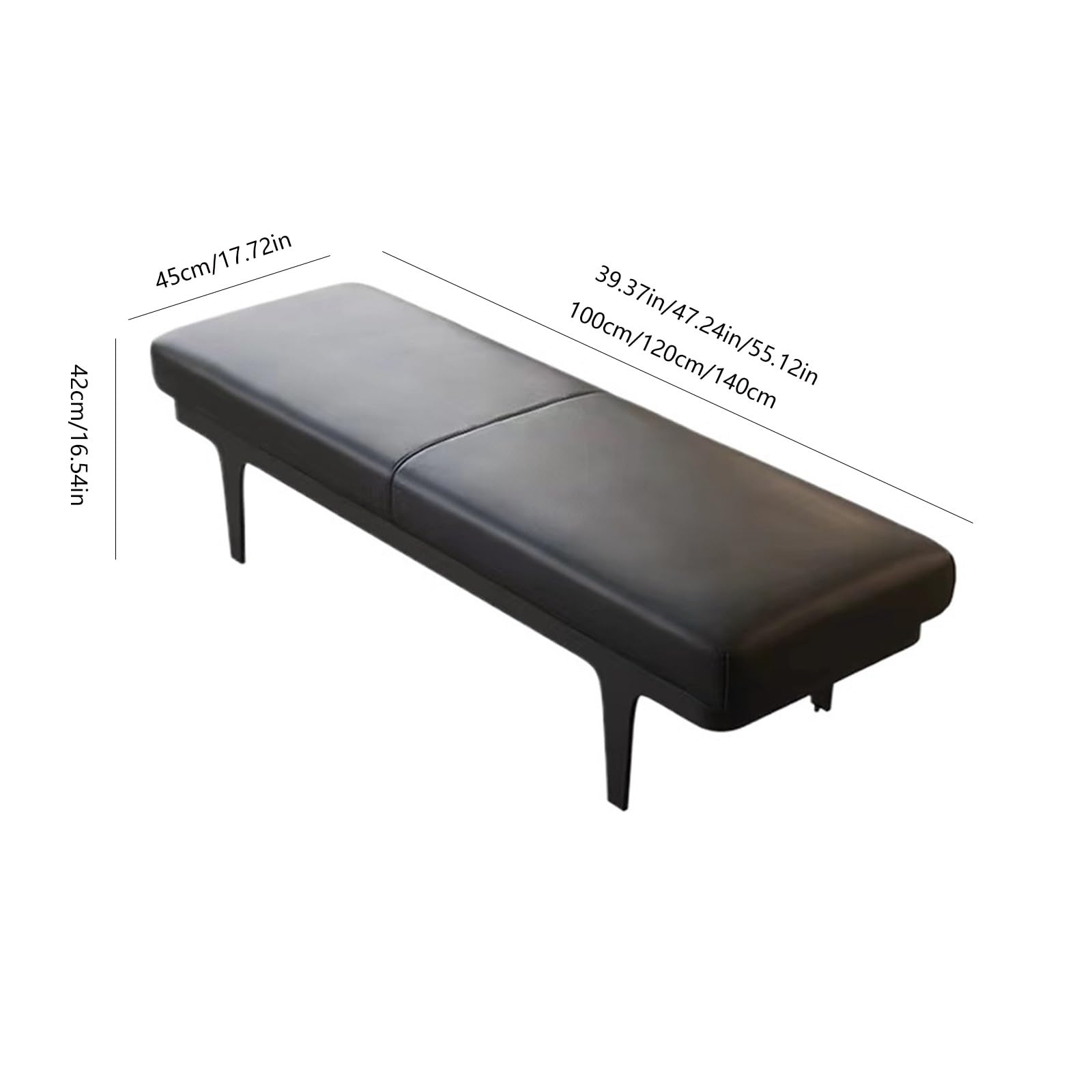 Banc de Chambre rembourré en Cuir PU, siège d'entrée et de Bout de lit avec Pieds en métal - Décoration élégante pour Salon et Salle à Manger (120x45x42cm)