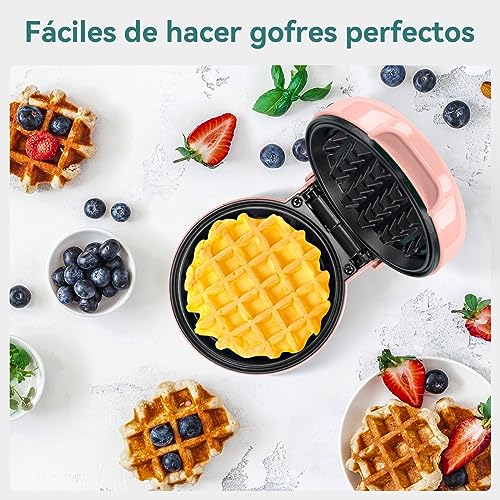 Image of SNAILAR Mini Waffle Maker Belgian Waffle Maker Small Classic Waffle Maker for Children's Birthdays, Family Parties, Easter or Christmas, Cute and Compact Design, 550 Watt, Pink