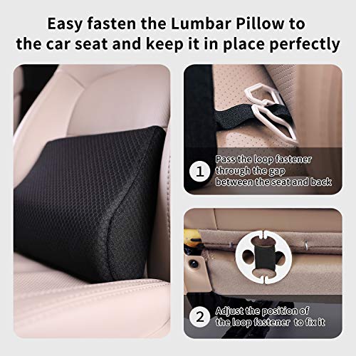 TISHIJIE Memory Foam Lumbar Support Pillow for Car - Lower Back Support Cushion for Driving, Back Pain Relief for Car Seat, Office Chair, Wheelchair (Black) by TISHIJIE - Image 5