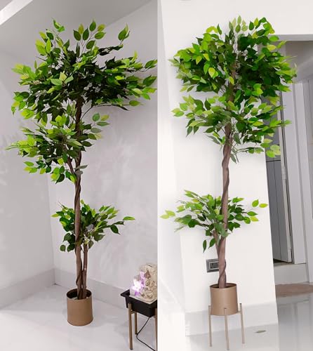 Image of Artificial Ficus Plant with Pot | 180 cm (6 ft) Tall | Premium Realistic Indoor Decorative Tree for Home, Office & Commercial Spaces