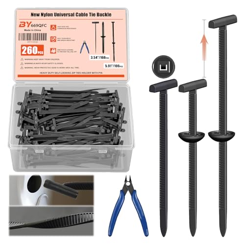 260 PCS 2026 New Upgrade Nylon Universal Cable Tie Buckle, with Clear Storage Box, Double-Sided Style Cable Tie Buckle, 5.91IN Extended Length Zip Tie for Car Repair (Fender, Bumper, Trunk Liner)