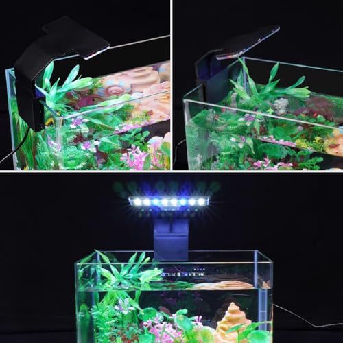 Adiwo Aquarium LED Beleuchtung 3 Farben, 9W 600LM, 16 LEDs für Wasserpflanzen und Fische - 220V 50-60Hz Licht für Aquarien, Schwarz