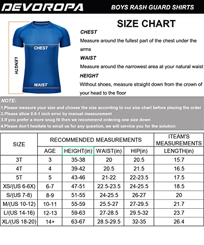 Devoropa Youth Boys Rash Guard Toddler Swim Shirts Short Sleeve Sun Shirts Lightweight Quick Dry Upf 50+ Kids Surf Swimsuit Crew Neck Blue L #TOP6