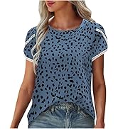 Women's Shirts Summer Casual Crewneck Lightweight Petal Short Sleeve Tops Cute Loose Comfy Blouse