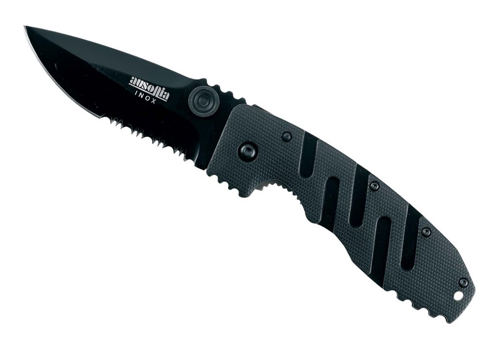 AUSONIA - Coltello da tasca Cm 20 con manico fibra e lama inox teflonata