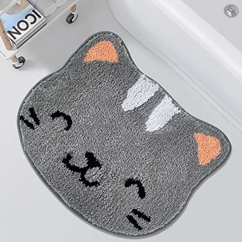 Ustide Kids Rug Cute Animal Bathroom Rug Washable Non Slip Mats Cat Floor Rug Water Absorbent Shaped Area Rug For Kitchen Bathroom Living Room Toilet (20X23 Inch,Cat) #TOP12