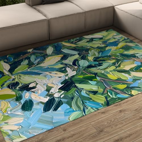 Tapis lavable bleu sarcelle grand format 180x270cm antidérapant à poils ras - 2