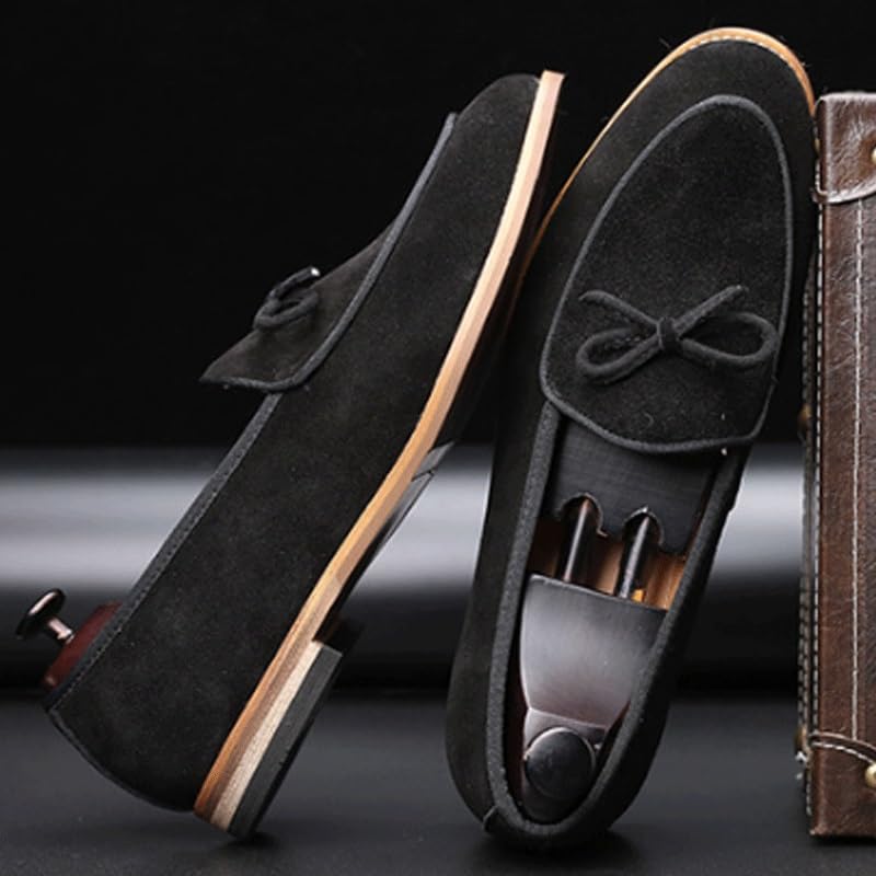 Premium Men's Suede Leather Penny Loafers with Chunky Platform, Round Toe, Non-Slip Lug Sole for Business and Casual Occasions3