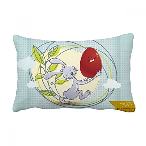 Coussin de Pâques Lapin Multicolore Oreiller Lombaire Idée Cadeau Maison - 2