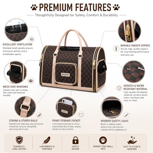 Image of Cawypety Cat Backpack Carrier, Breathable Cat Carrier Pet Backpack for Kitty Small Dog Up to 15Lbs, Transparent & Foldable Pet Carrier for Travel Hiking (Squre, Brown)