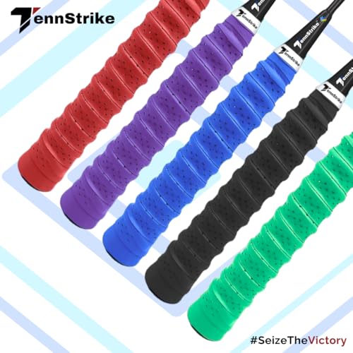 Image of Perforated Anti-Slip Racket Grip Tape - Pack of 5 (Multi-Color) | Overgrip for Tennis, Badminton, Squash & Pickleball | Sweat-Absorbent Foam Cushion Grip