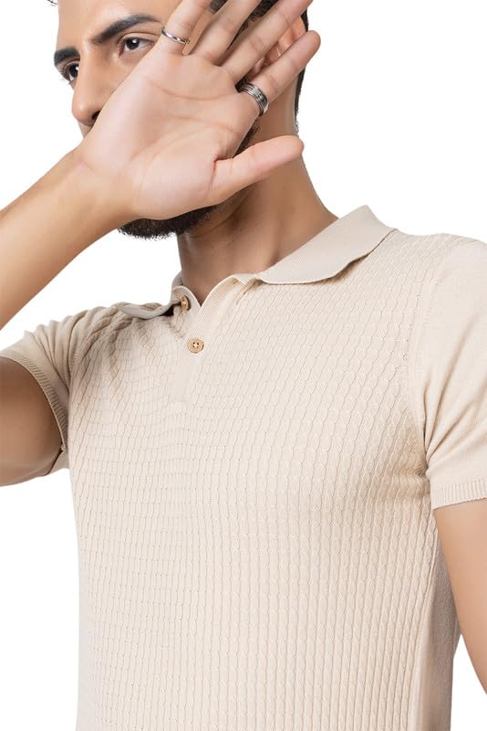 Image of Armisto Men's 100% Cotton Fancy Party Polo T-Shirt /Neutral Colour