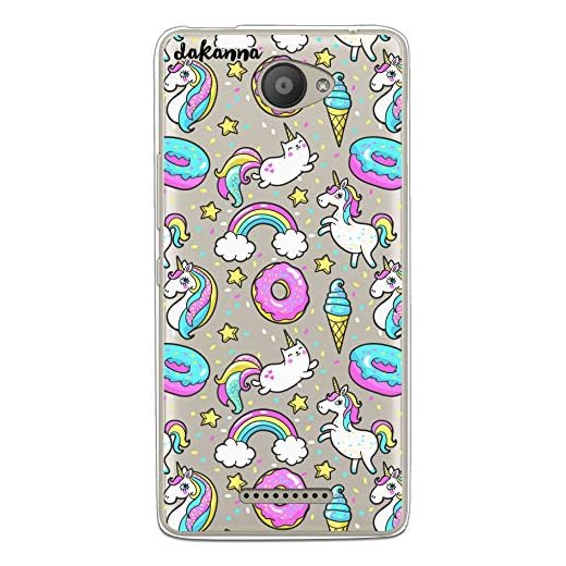 dakanna Funda para BQ Aquaris U - U Lite | Unicornio Donut Helado y Arcoiris | Carcasa de Gel Silicona Flexible | Fondo Transparente