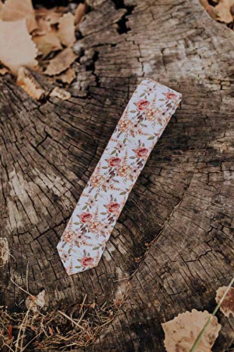 Image of DAZI Men's Skinny Tie Floral Print Cotton Necktie, Great for Weddings, Groom, Groomsmen, Missions, Dances, Gifts.