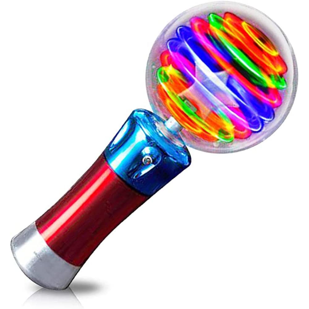 AMERTEER 7.5 Inch Light Up Magic Ball Toy Wands for Kids, Flashing LED Wands for Boys and Girls, Thrilling Spinning Light Show, Batteries Included, Fun Gift or Birthday Party Favor