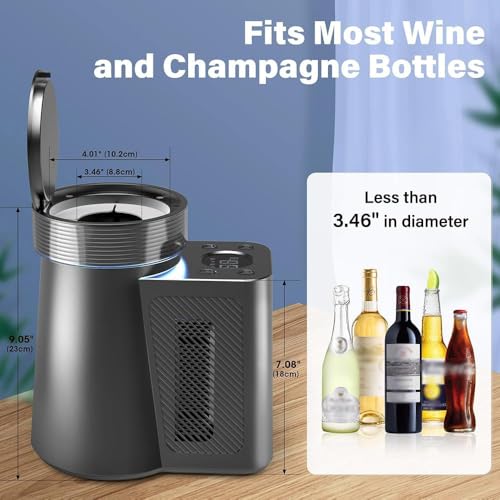 Enfriador de vino eléctrico para botellas de 750 ml, control de temperatura LCD para vino, champán, café, té helado, limonada, enfriamiento rápido, fácil de usar