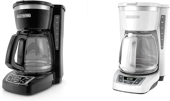 BLACK+DECKER 12-Cup Digital Coffee Maker, CM1160B, Programmable, Washable Basket & 12-Cup Digital Coffee Maker, CM1160W, Programmable, Washable Basket Filter