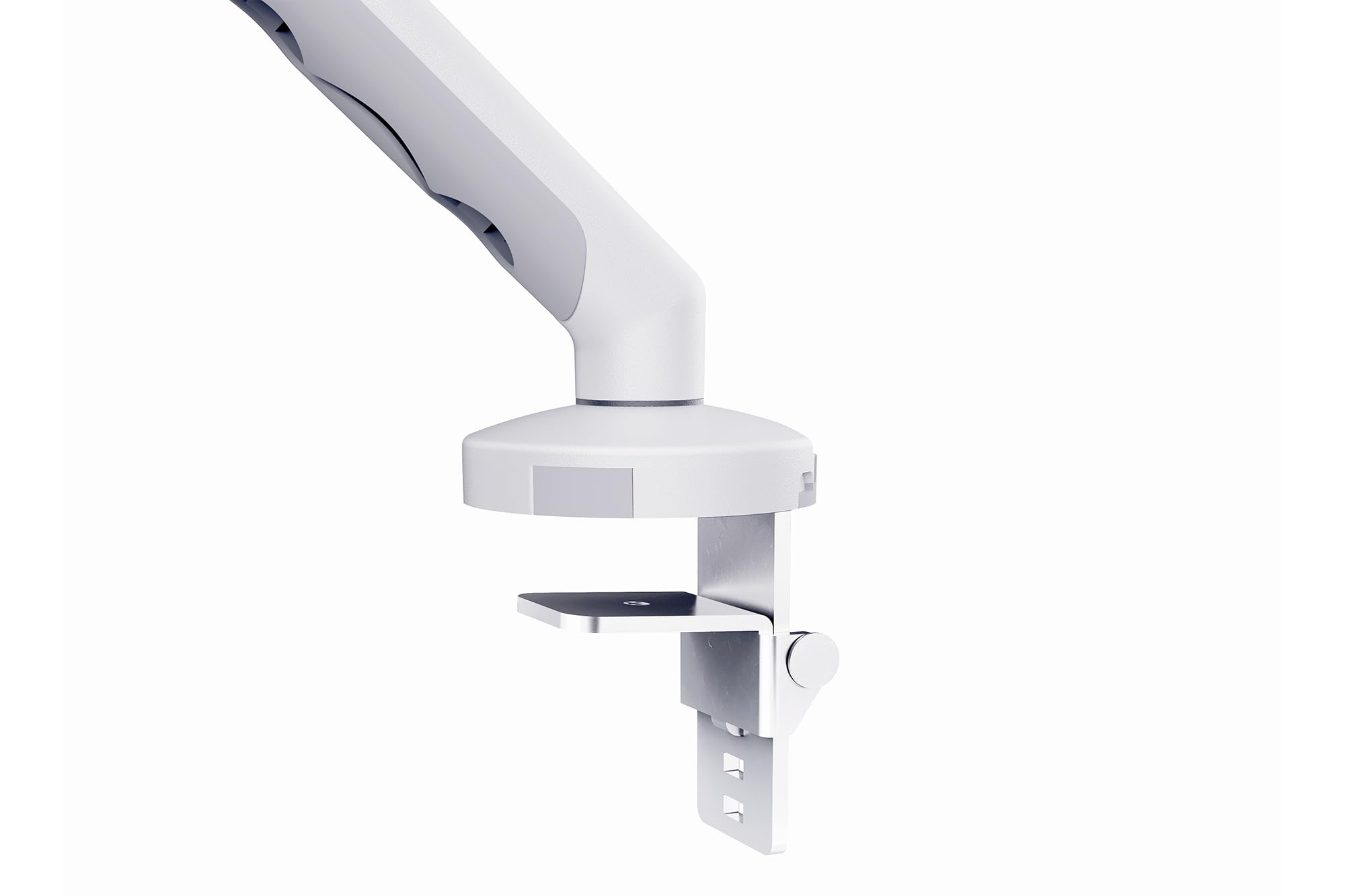 DIGITUS Supporto per monitor – un monitor – fino a 35 pollici – molla meccanica – carico massimo 10 kg – per schermi piatti e curvi – VESA 75x75, 100x100 – morsetto da tavolo – serie Design – bianco