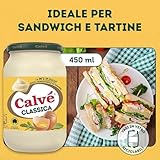 Calvé Klassische Mayonnaise, 450 ml, klassische Calvé Mayonnaise mit Sonnenblumenöl, ideal für Sandwiches und Häppchen, ohne Konservierungsstoffe und Zucker, glutenfrei, vegetarisch
