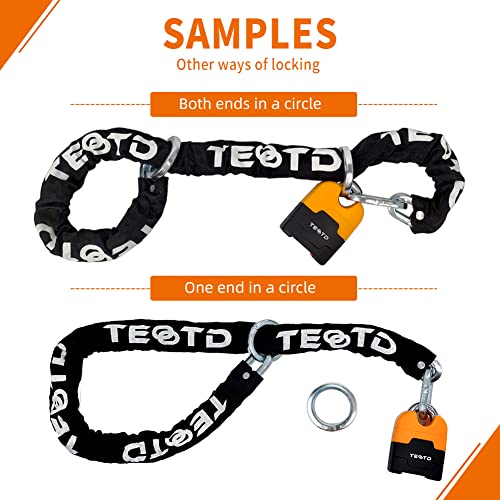 Motorcycle Chain Lock 3Feet/90Cm Long Heavy Duty Anti Theft Bike Chain Locks Security 10Mm Thick Chain With Bright-Colored Lock,Cut Proof Moped Lock With 4 Keys For Bicycle,Scooter(Updated Version) #TOP5