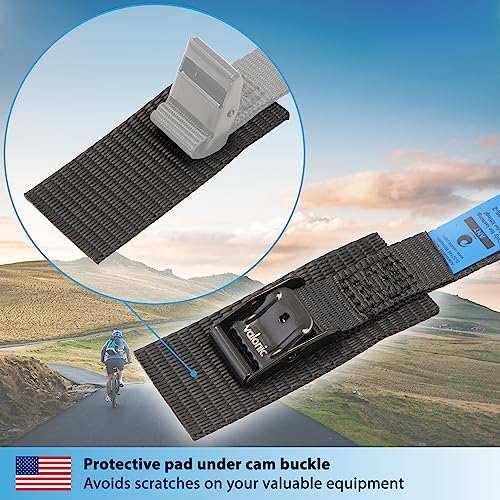 valonic ANT - Short Lashing Strap, Padded, 4 Pieces, 0.75\" x 1\', 350lbs Breaking Strength, cam Buckle, Black - tie Down Straps for Bike Rack