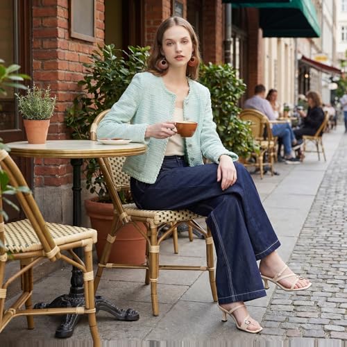 Image of GOELIA Women Wool Blend Lightweight Cardigan Sweaters 2026 Spring Business Casual Solid Long Sleeve Knitted Cardigan Top