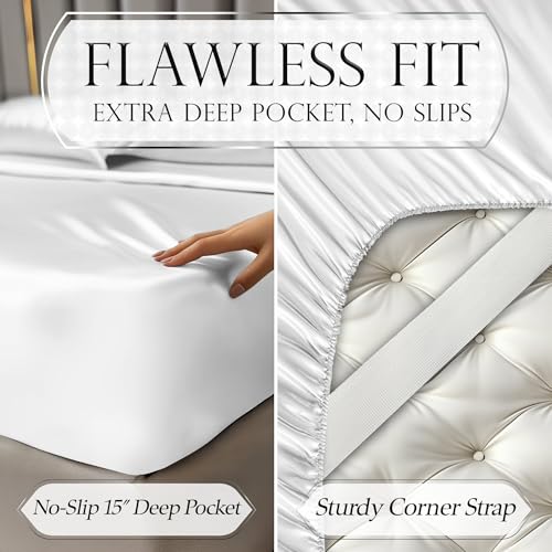 Image of DECOLURE Satin Sheets Twin Size | Softer Than Silk | Luxury 3 Pc Bed Set