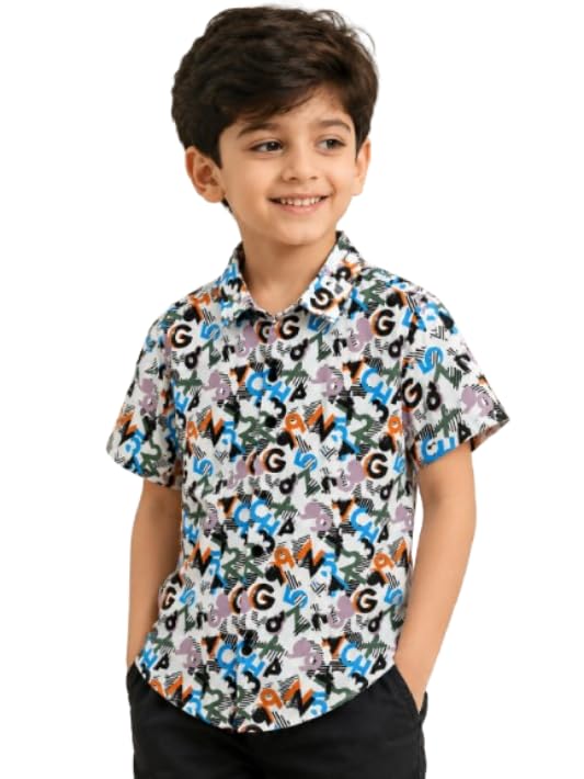 Image of RICH COPPER Fashionable Cotton Printed Half Sleeve Casual Shirt for Men Featuring Lightweight Fabric and Modern Design