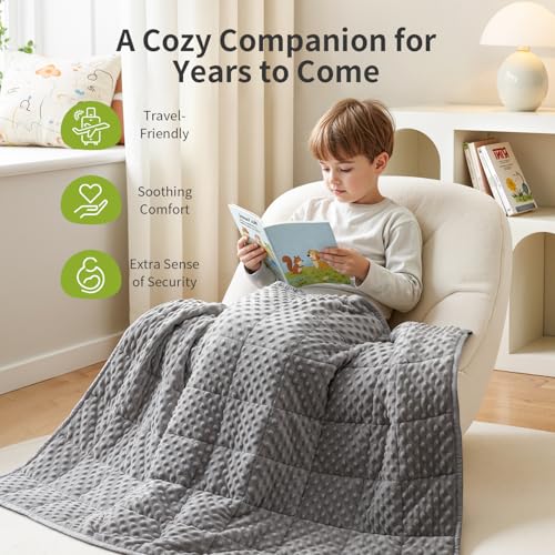 Image of Uttermara Minky Weighted Blanket for Sleeping 5lbs 36 x 48 Inches | Cozy Warm; Breathable; Cooling Soft Minky Dots; Filled with Glass Beads; Washable Heavy Throw for Sleep and Calm; Grey
