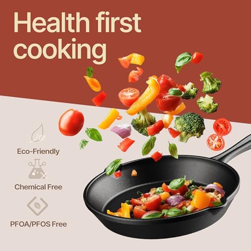 Bakken 12" Cast Iron Skillets, Pre-Seasoned Frying Pan with Even Heat Retention Cooking, Versatile for Stove, Oven, Grill & Campfire, Easy-Grip Handles, Hand Wash Only, 6.61 lbs - Thumbnail 5