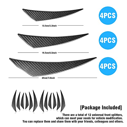 Rsept 12 Pcs Universal Car Spoiler Canards Kit,Car Front Bumper Lip Splitter Black Exterior Soft Fins , Anti Collision Exterior Sticker Accessories For Car Body Decoration (Carbon Fiber) #TOP2