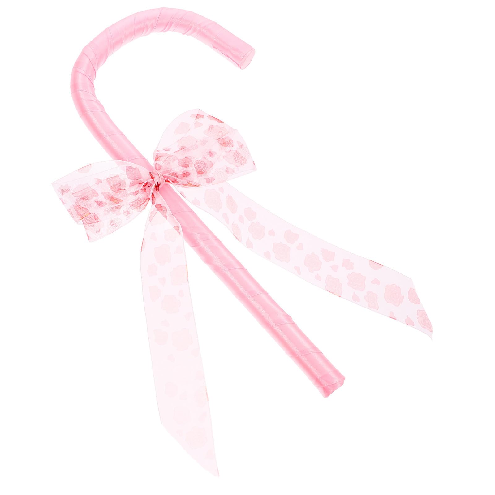 Healvian 4 Pezzi Bastoncino Decorativo con Fiocco Rosa in Plastica e Stoffa