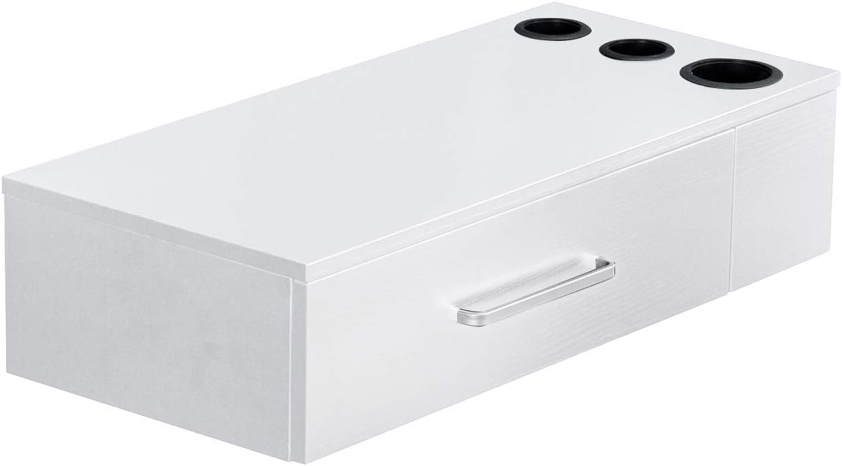 BarberPub Locking Wall Mount Styling Station Barber Beauty Spa Salon Equipment 3036-2 (White)