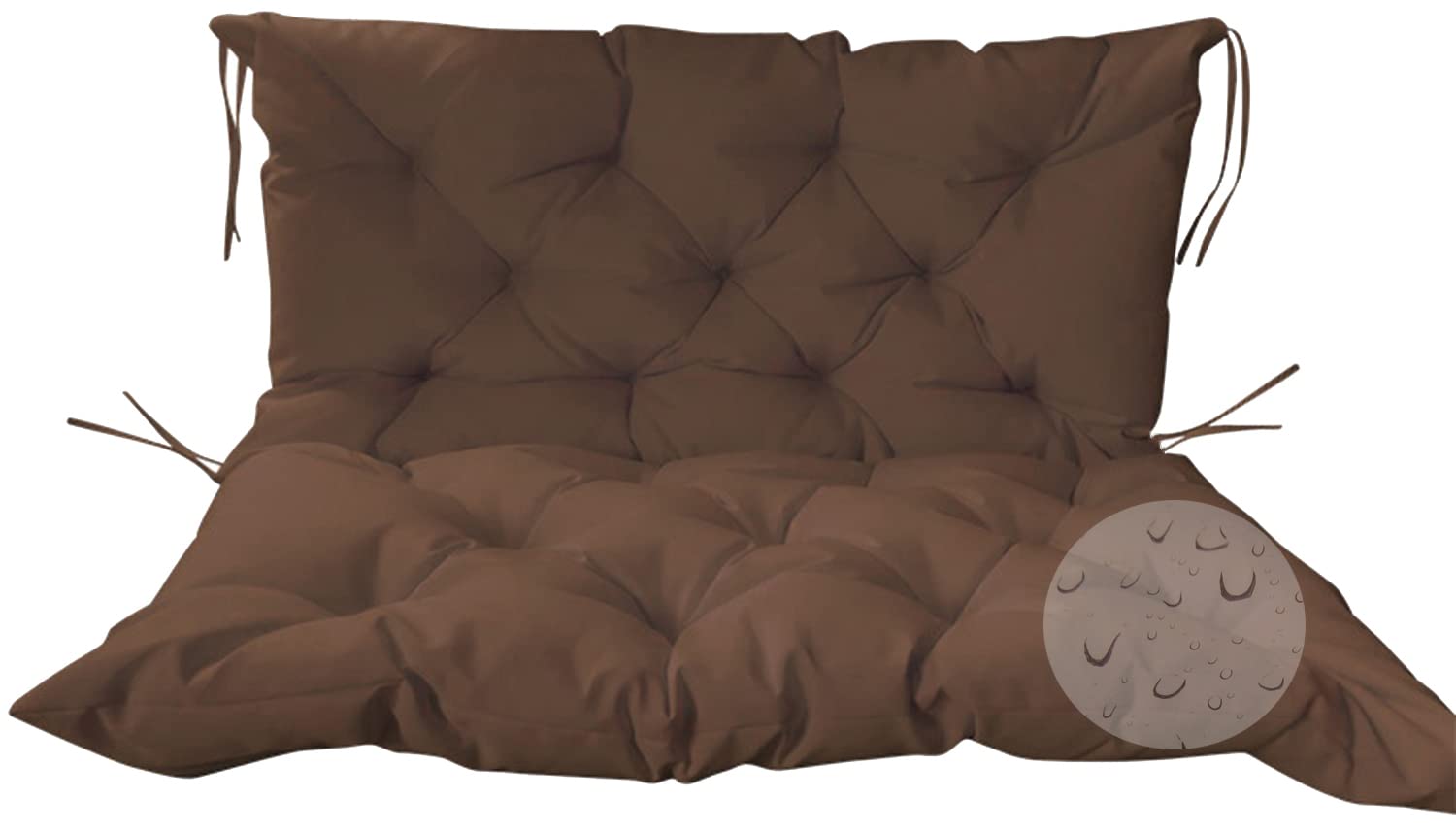 Coussin de banc de jardin imperméable d'extérieur 100x100 marron avec dossier