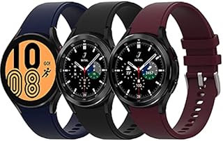 HATALKIN Strap Compatible with Samsung Galaxy Watch 5/watch 4 40mm/44mm/42mm/46mm Strap/watch 5 pro 45mm,20mm Adjustable Soft Silicone Replacement Straps for Galaxy Watch5/4(3 Pack)Black/Red/Blue