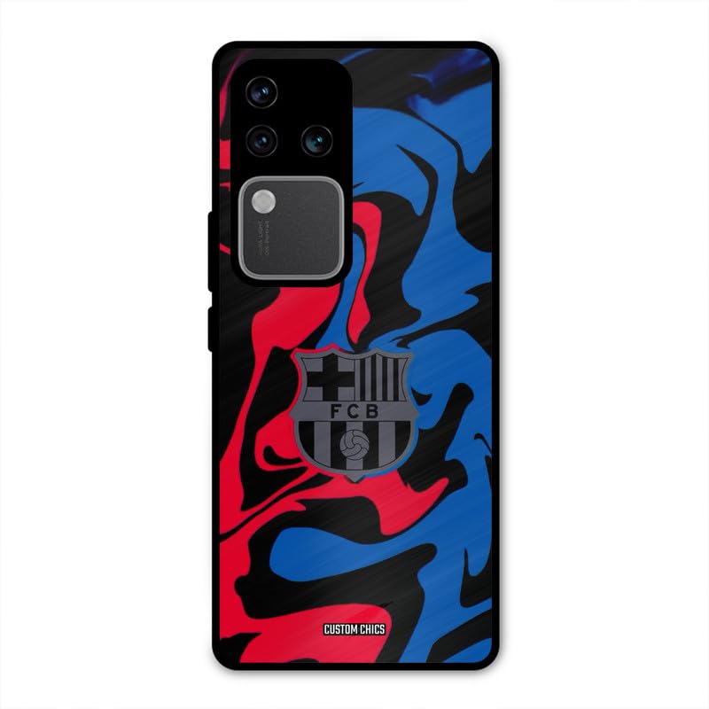 Image of PrintShield FC Barcelona Comic Back Cover for Vivo V30 Pro, Shockproof Printed Phone Case with Soft TPU Sides & Anti-Slip Grip
