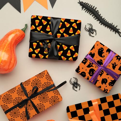 JarThenaAMCS 60Pcs Halloween Cotton Fabric Bundles 10 x 10 Inch Pumpkin Spider Ghost Fabric Square Black Orange Sewing Fabrics for DIY Craft Party Decor by JarThenaAMCS - Image 5