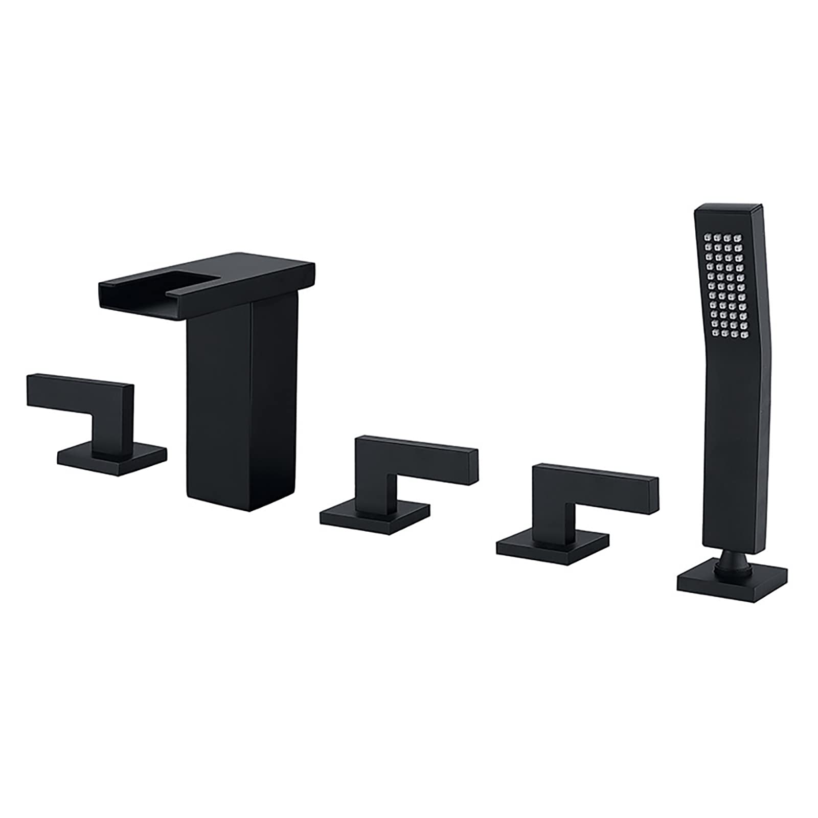 Robinet mitigeur de baignoire en laiton noir de style luxueux avec douchette LED
