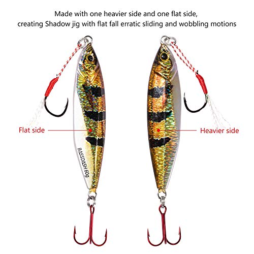 Bassdash Gungnir Shadow Vertical Jigs Slow Jigging Lures Long Casting Jerkbaits 20/30/40/60/100/150/200 Grams, for Saltwater Freshwater Fishing