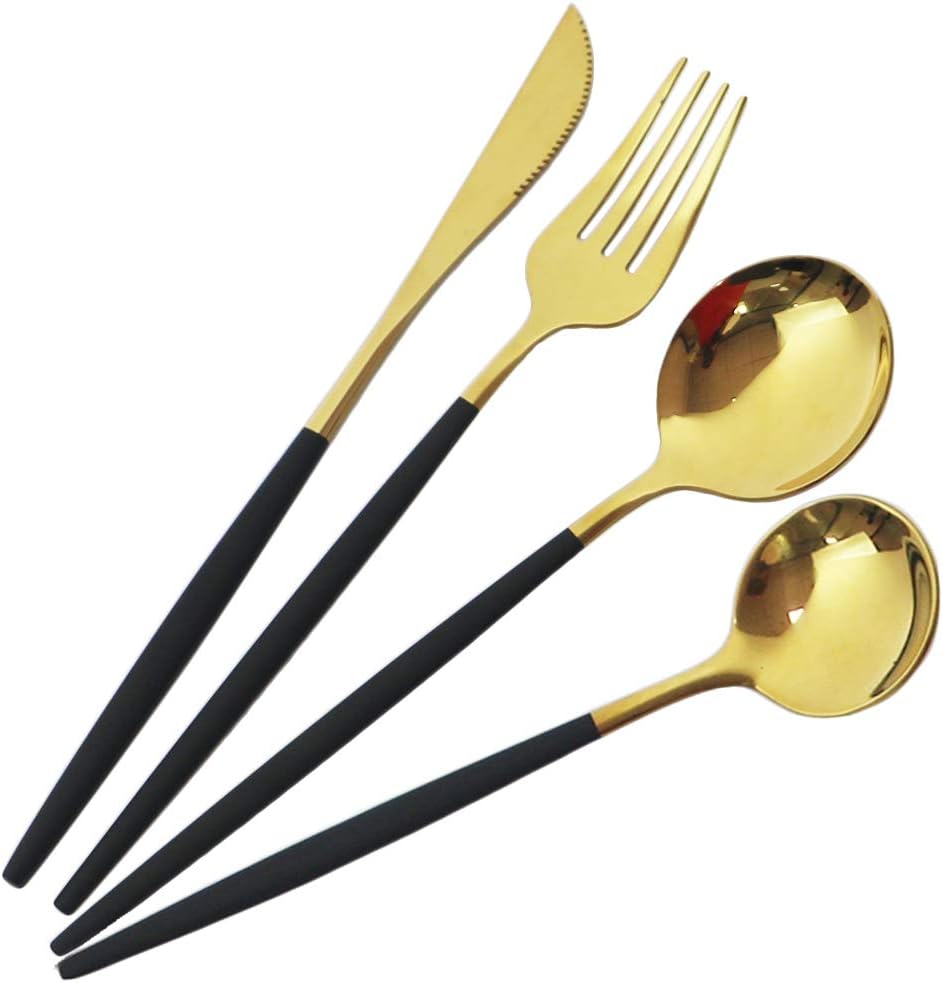 Gugrida Silverware Set, 30-Piece 304 Stainless Steel Flatware Set Pink Gold Cutlery Set Service For 6, Mirror Finish, Dishwasher Safe, Nice Gift Box