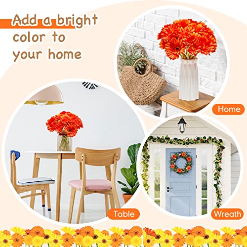 20 Pcs Artificial African Daisies Flowers African Daisy Flowers Artificial Gerbera Daisy Fake Daisy Flowers Daisy Artificial Silk Flowers For Wedding Bridal Bouquet Party Home Kitchen (Orange) #TOP5
