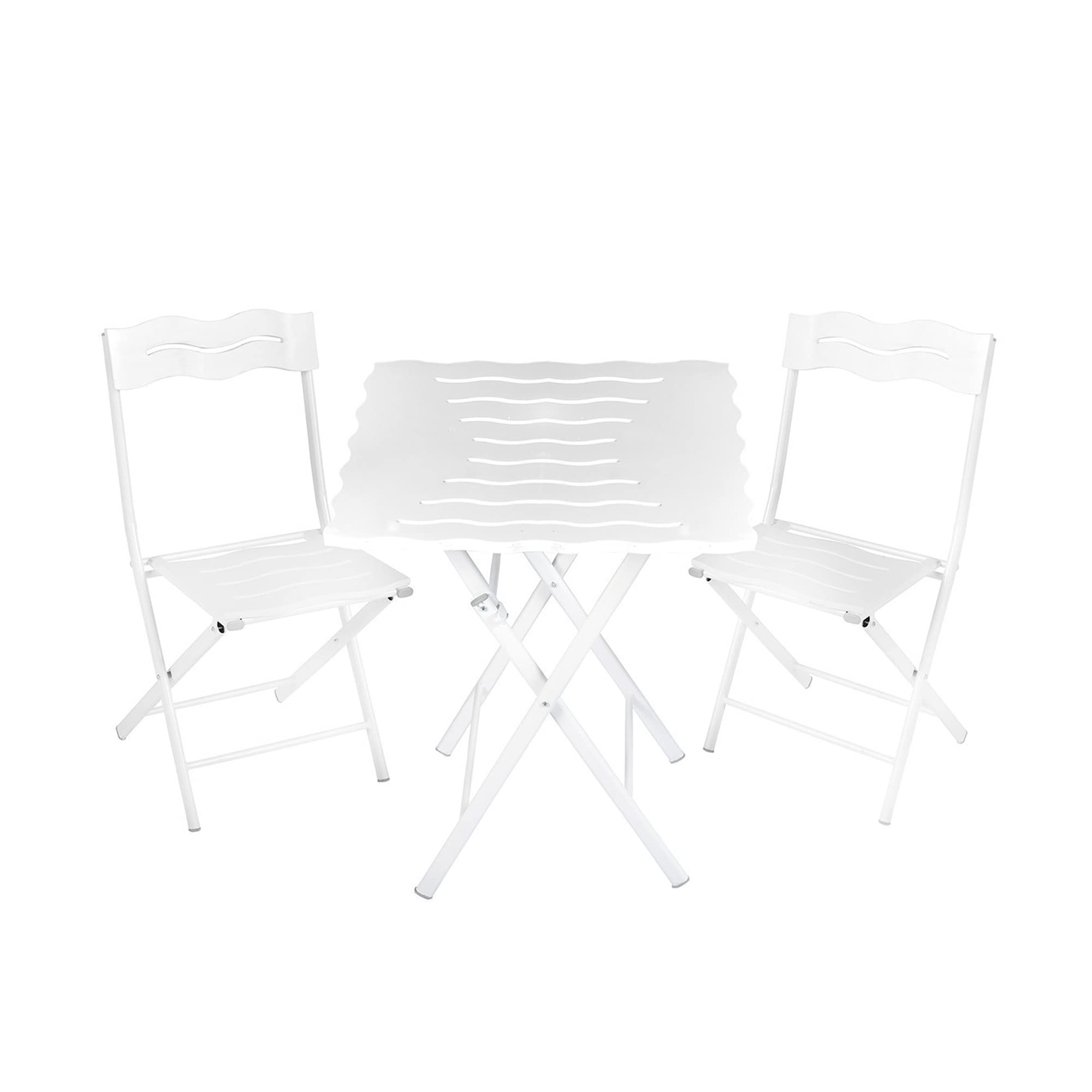 Bureau et chaises de jardin blanc résistants pour petits balcons