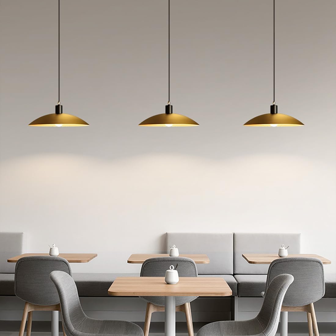 11.8" Gold Pendant Light Kitchen Island Hanging Light Fixtures Semi-Circular Design Adjustable Mid Century Modern Pendant Lighting for Dining Room Farmhouse Bedroom