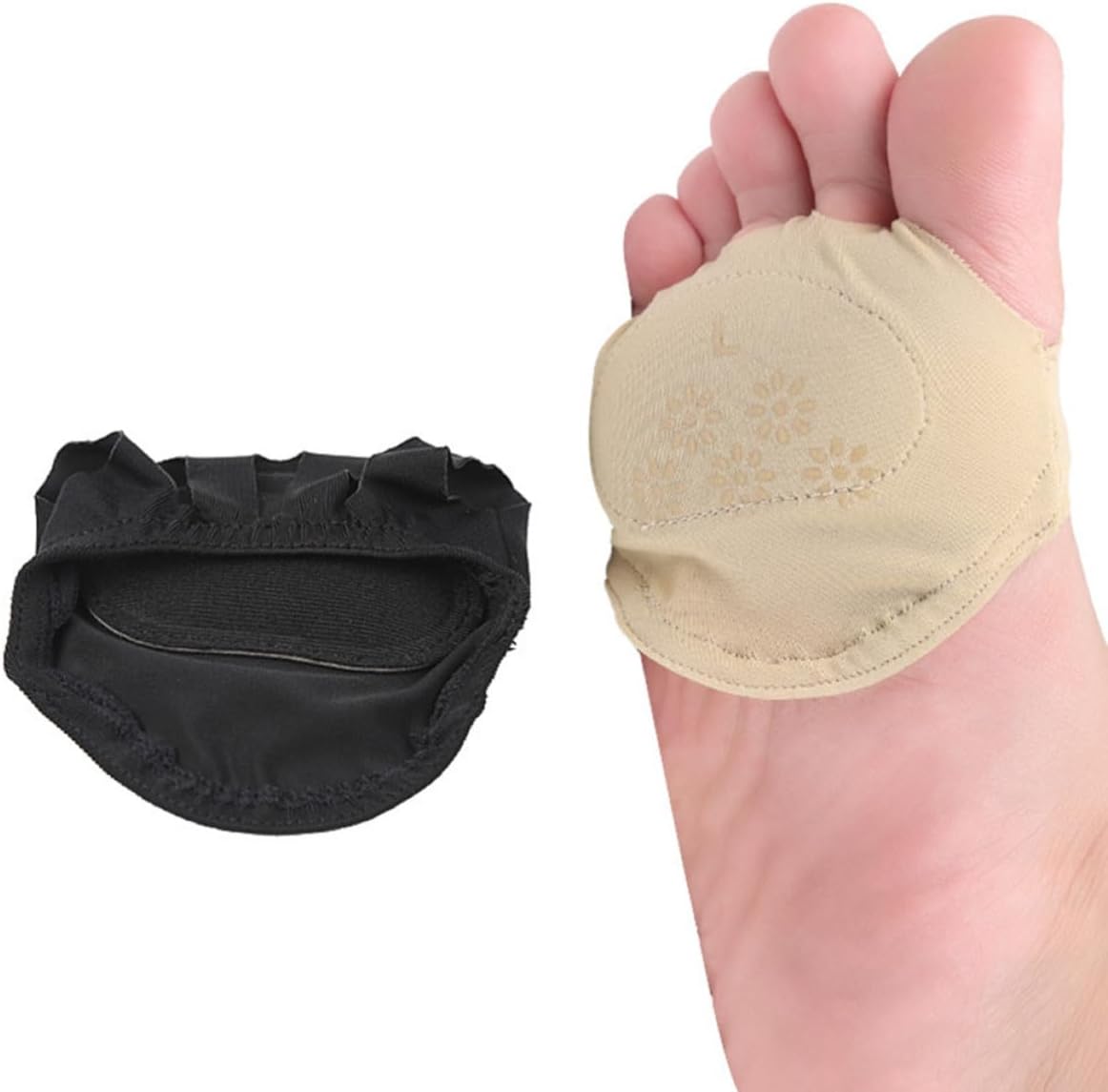 Forefoot Pads Half Size Cushion Inserts with Toe Loop Beige