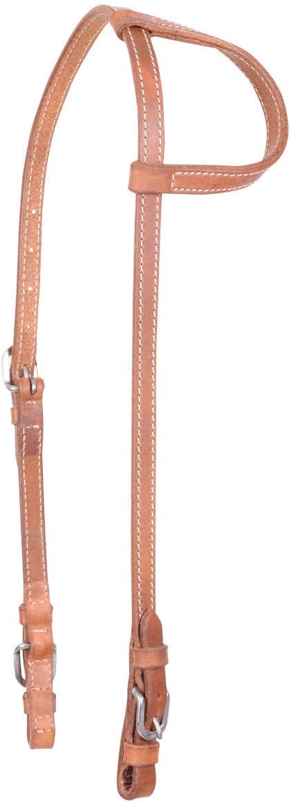 Cashel Stitched Harness Slip Ear Headstall with Buckle Ends, Natural