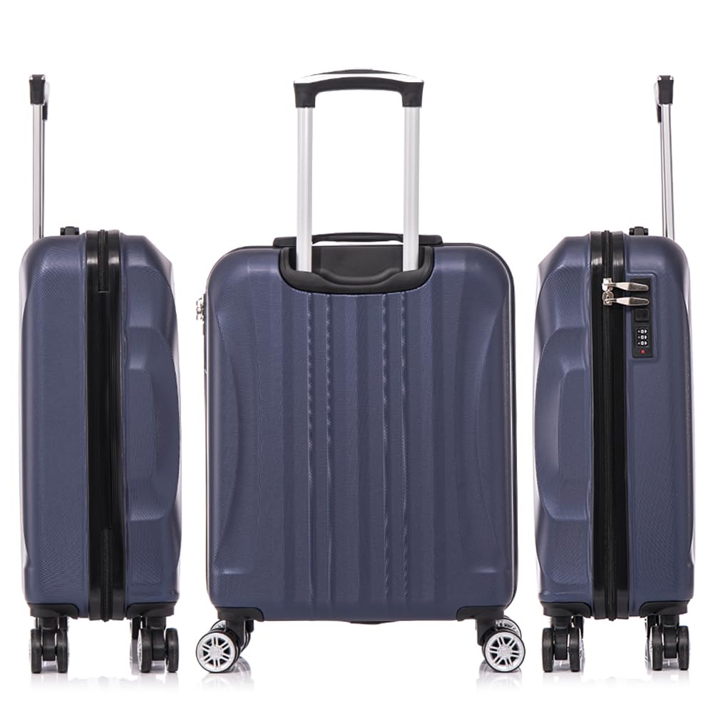 RAYKONG Maleta de Cabina ABS 55x40x20cm 44L Azul Marino