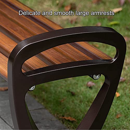 Banco de metal resistente a la intemperie efecto madera patio 7